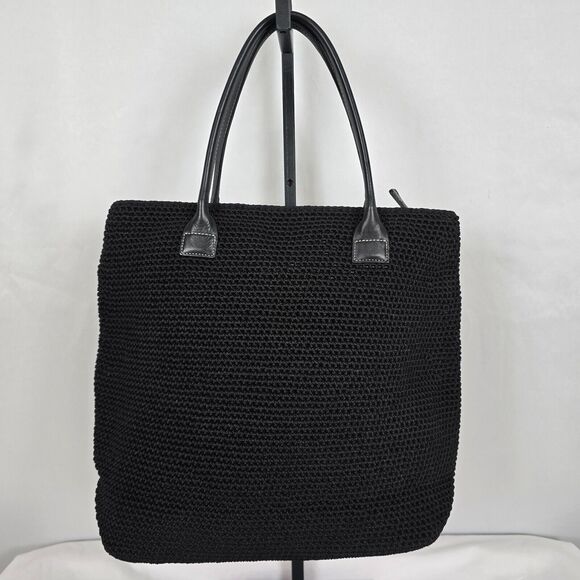 The Sak Tote Black Woven Zipper Closure Double Handles 16" x 12" x 5" - Picture 9 of 15